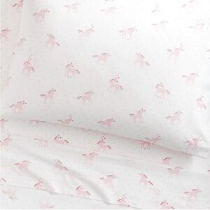 Pottery Barn Kids Unicorn Rainbow Organic Flat Sheet & Pillowcase Twin